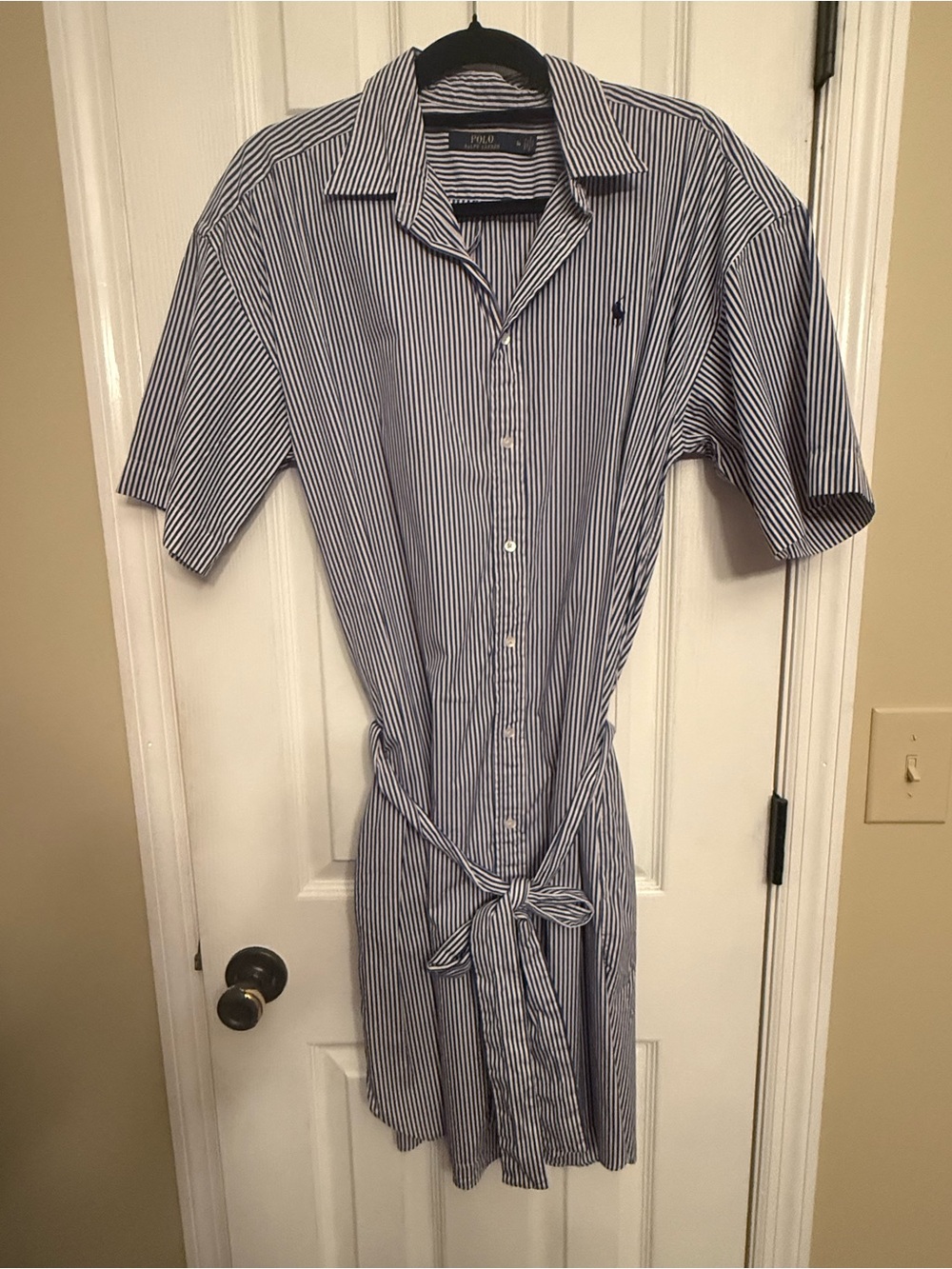 Ralph Lauren Light Blue Pinstripe Shirtdress Dress 14 $198